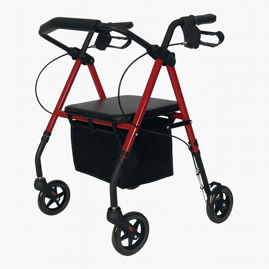 Heavy Duty Lightweight Folding Rollator Walker with Seat & Storage Bag