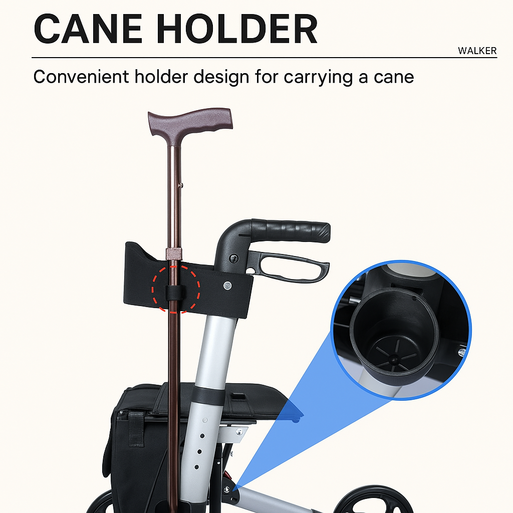 Heavy Duty Lightweight Super Compact Folding Rollator Walker with Seat & Storage