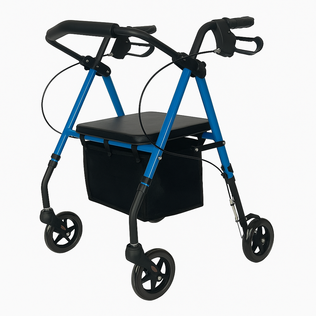 Heavy Duty Lightweight Folding Rollator Walker with Seat & Storage Bag