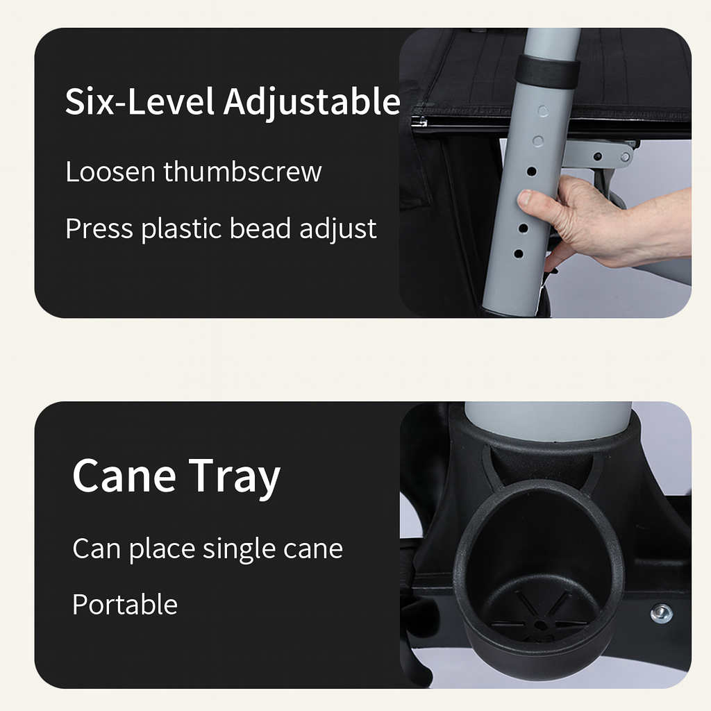 Heavy Duty Lightweight Super Compact Folding Rollator Walker with Seat & Storage