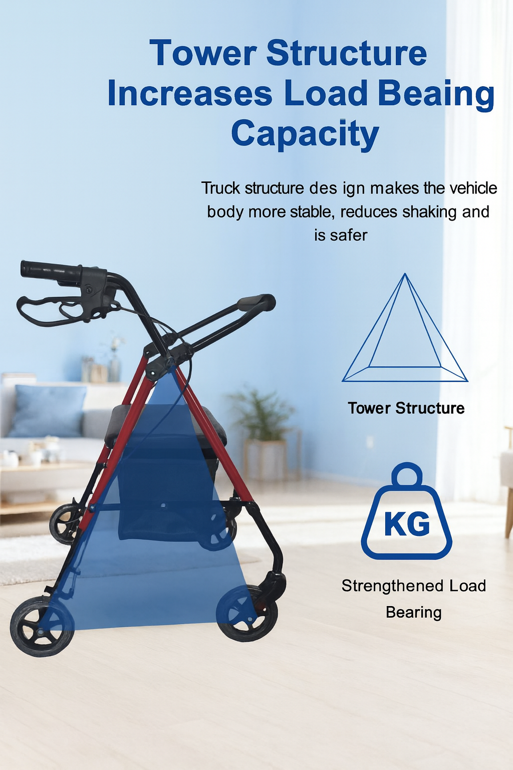 Heavy Duty Lightweight Folding Rollator Walker with Seat & Storage Bag