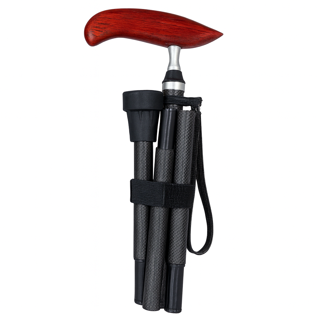 [SW02WOOD] Premium Carbon Fiber Walking Stick, FOUR Fold Design