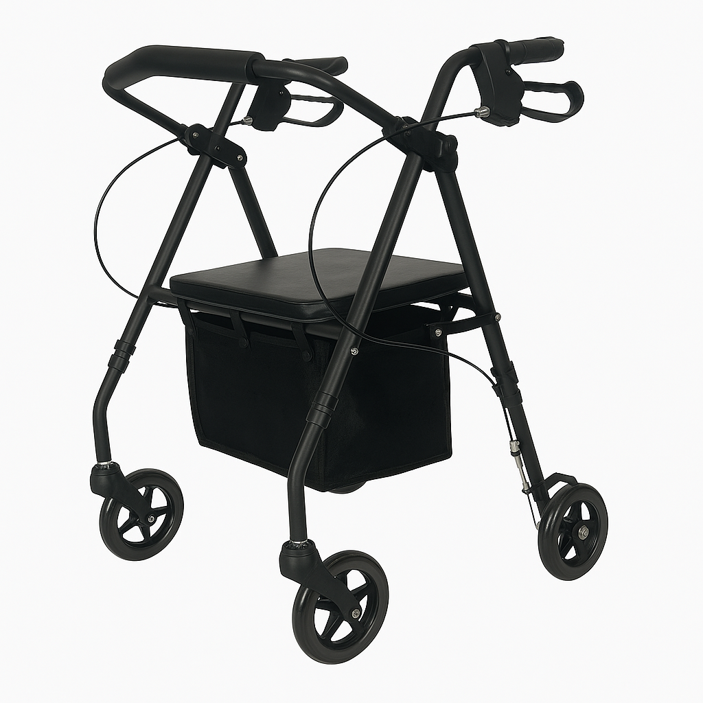 Heavy Duty Lightweight Folding Rollator Walker with Seat & Storage Bag
