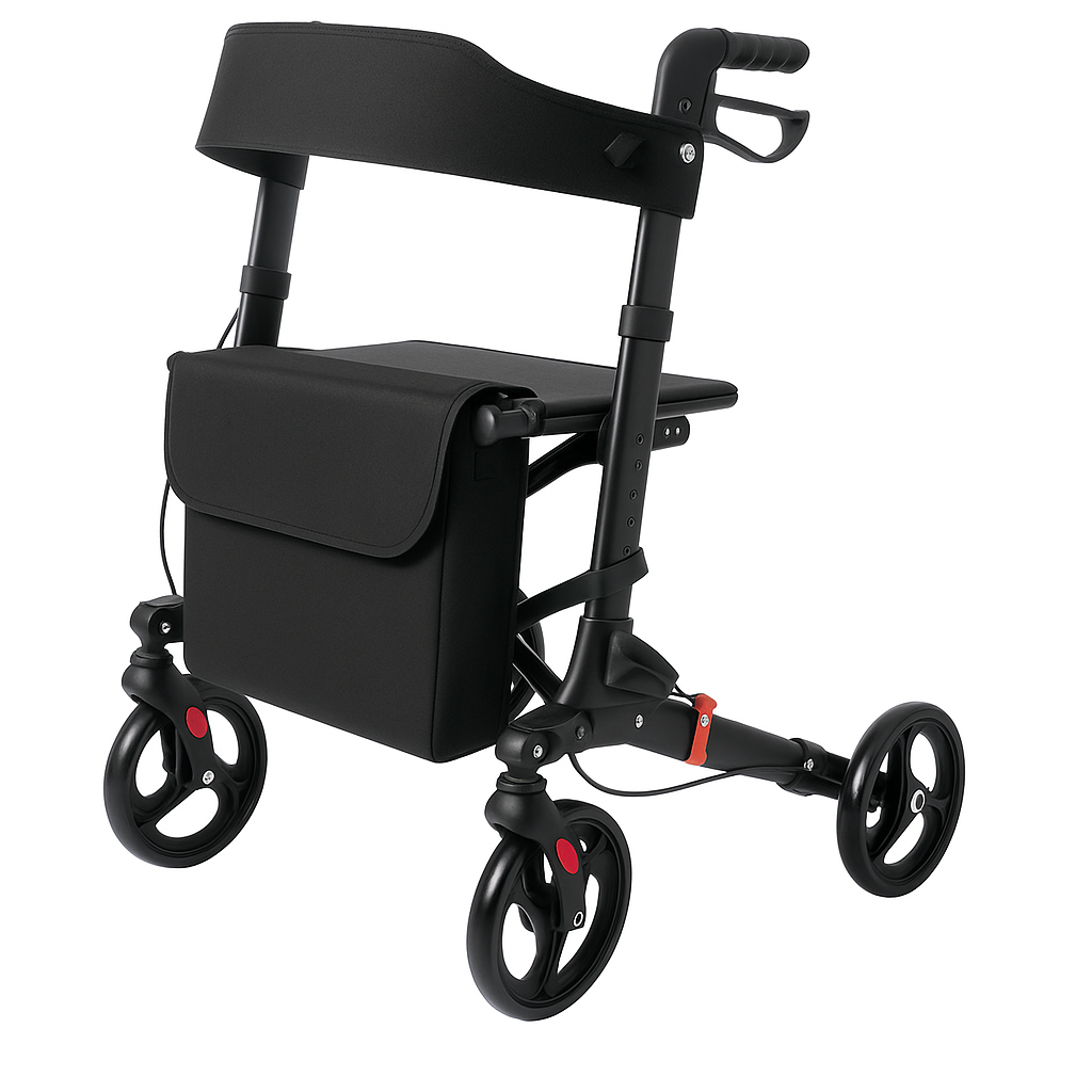 Heavy Duty Lightweight Super Compact Folding Rollator Walker with Seat & Storage